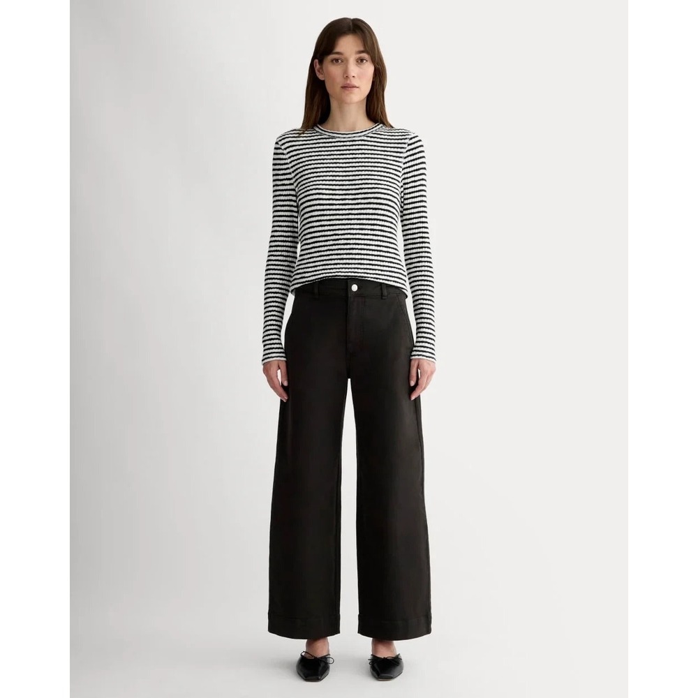 NWT  Everlane The Utility Wide-Leg Pants Womens Size 8 Black Organic Cotton